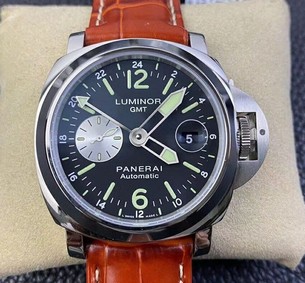 PAM088 R Luminor GMT 44mm VSF 1:1 Best Edition on Brown Leather Strap P.9001 Super Clone Replica
