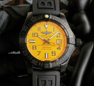 Breitling Avenger Yellow Dial on Black Rubber Strap Replica