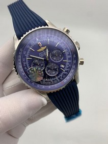 Breitling Navirimer Blue Dial High Version on Blue Rubber Strap Replica