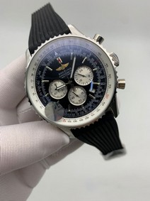Breitling Navitaimer Black Dial High Version on Black Rubber Strap Replica