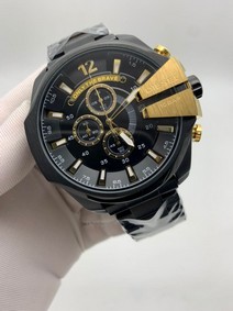 Diesel Full Black Gold On Black SS Strap Replica