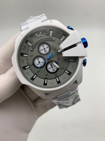 Diesel Full White Grey Dial On White SS Strap Replica