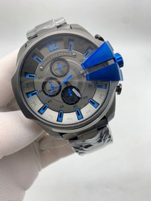 Diesel Full Grey Blue Numbers On Grey SS Strap Replica