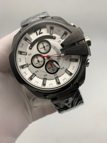 Diesel Black Case White Dial On Black Leather Strap Replica