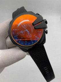 Diesel Full Black On Black Leather Strap Mega Shief Chameleon Glass Replica