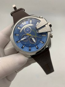 Diesel Grey Case Blue Dial On Black Leather Strap Replica