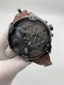 Diesel Black Dial Mr Daddy On Brown Leather Strap Replica