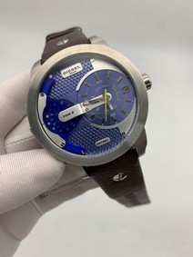 Diesel Grey Case Blue Dial On Brown Leather Strap Replica