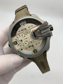 Diesel Grey Silver Case On Grey Leather Strap Replica