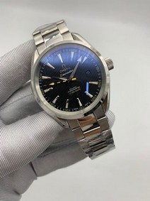 Omega Seamaster Black Dial on Steel Strap Replica Watch
