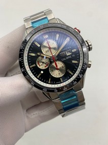 Tag Heuer Black Dial Chrono on SS Strap Replica