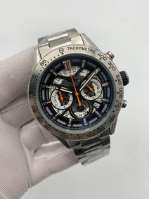 Tag Heuer Silver Black Skeleton Dial on SS Strap Replica