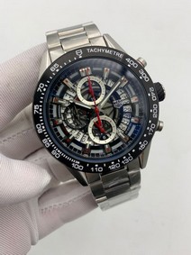 Tag Heuer Silver Case Black Dial Replica Watch