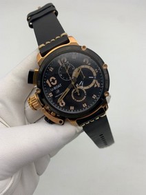 U Boat Gold Case Black Gold Dial on Black Leather Strap Replica