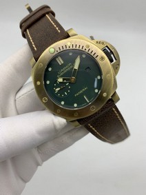 Panerai Submersible Automatic Bronze Green Dial on Brown Leather Strap Replica