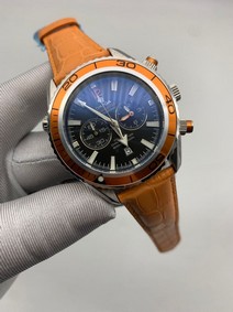 Omega Seamaster Chrono Orange Bezel on Orange Leather Strap Replica