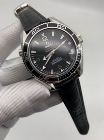 Omega Seamaster Chrono Black on Black Leather Strap Replica