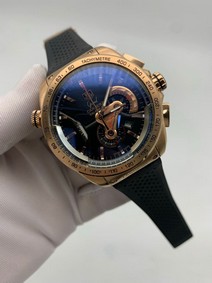 Tag Heuer Black Dial Chrono on Black Rubber Strap Replica Watch