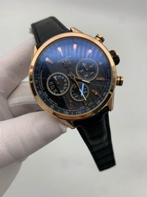 Tag Heuer Black Dial Chrono on Black Leather Strap Replica