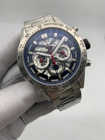 Tag Heuer Full Black Dial Chrono on SS Strap Replica Watch
