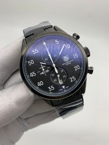 Tag Heuer Full Black Dial Chrono on SS Strap Mirror Replica