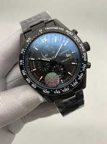Tag Heuer Full Black Dial Chrono on SS Strap Replica Watch