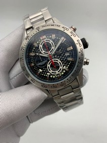Tag Heuer Black Dial Chrono on SS Strap Replica
