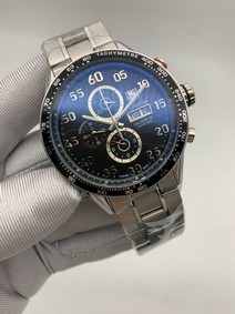 Tag Heuer Black Dial Chrono on SS Strap Carrera Replica