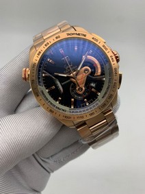 Tag Heuer Black Dial Chrono on Gold Steel Strap Mirror Replica