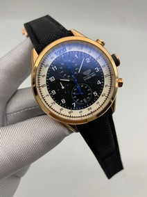 Tag Heuer White Black Dial Chrono on Black Leather Strap Mirror Replica