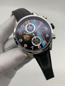 Tag Heuer Messi Carrera Black Dial on Black Leather Strap Replica