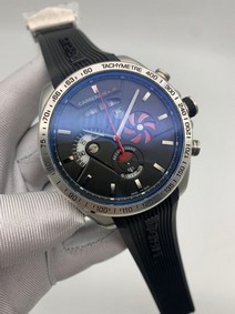 Tag Heuer SLS Black Dial Chrono on Black Rubber Strap Replica Watch