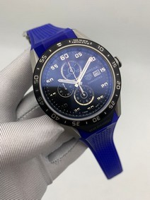 Tag Heuer Black Dial Chrono on Blue Rubber Strap Replica