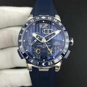 Executive El Toro SS TWA 1:1 Best Edition Blue Dial on Blue Rubber Strap Swiss UN-32 Replica