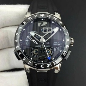 Executive El Toro SS TWA 1:1 Best Edition Black Dial on Black Rubber Strap Swiss UN-32 Replica
