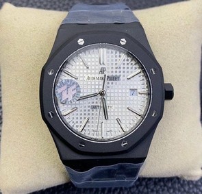 Royal Oak 41mm 15400 DLC ZF 1:1 Best Edition White Textured Dial on DLC Bracelet A3120 Replica