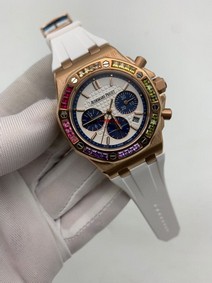 Audemars Piguet Royal Oak 38mm Black White Dial Rubber Strap Diamond Replica