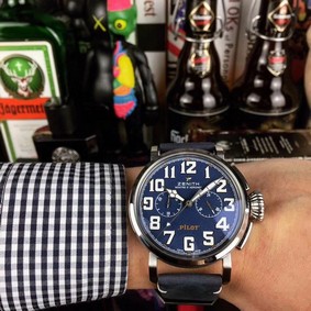 Zenith Pilot Silver Case Blue Dial Chrono Replica