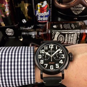 Zenith Pilot Black Case Black Dial Chrono Replica