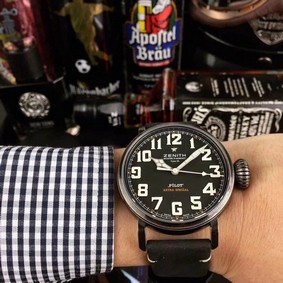 Zenith Pilot Black Case Black Dial Chrono Replica