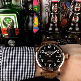 Zenith Pilot Gold Case Black Dial Chrono Replica