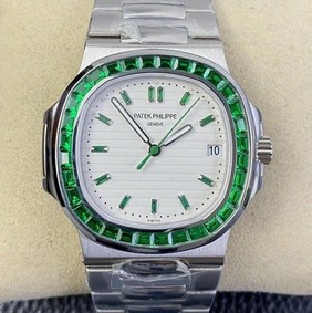 Nautilus Jumbo 5711 PF 1:1 Best Edition White Textured Dial Diamonds Bezel on SS Bracelet A324 Replica Watch