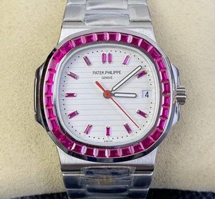 Nautilus Jumbo 5711 PF 1:1 Best Edition White Textured Dial Diamonds Bezel on SS Bracelet A324 Replica