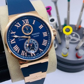 UN Classic Rome Blue Dial Gold Case on Blue Rubber Strap Replica