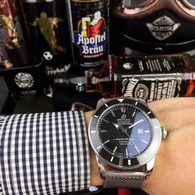 Breitling Super Ochean High Version On Solid Steel Strap Black Dial Replica