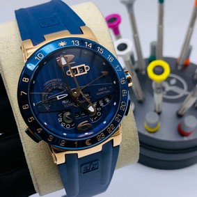 UN Classic Blue Gold Dial on Blue Rubber Strap Replica