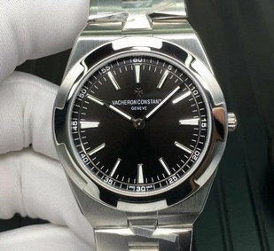 Overseas Ultra-Thin 2000V XF 1:1 Best Edition Black Dial on SS Bracelet Replica
