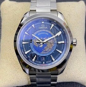 Aqua Terra Worldtimer 1:1 Best Edition Blue Dial on SS Bracelet A8938 Super Clone Replica