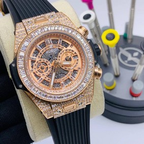 Hublot Big Bang Skeleton Gold High Version Diamond Mirror Replica
