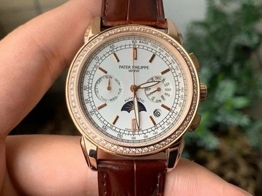 Patek Philippe 5270 1:1 Best Edition Version Diamond on Brown Leather Strap Mirror Replica